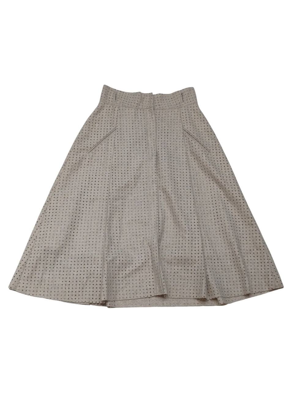 Zara Basiçs Gray Eyelet A-Line Skirt SZ S